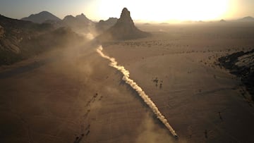 Imagen aérea de la pasada edición del Dakar a su paso por Bisha.