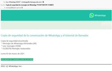 Desconfía si recibes un email de WhatsApp o WeTransfer con este asunto