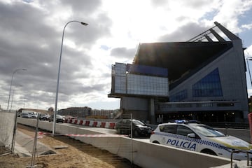 Estado actual de la demolición del Vicente Calderón con la M-30 atravesándolo.

