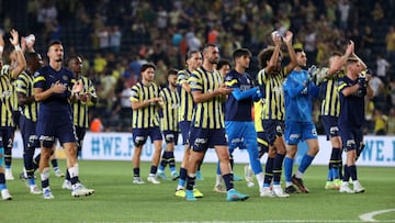 ISTANBUL, TURKIYE - AUGUST 4: Players of Fenerbahce greet fans after the 1st leg of the UEFA Europa League 3rd Qualifying Round match between Fenerbahce and Slovacko at Ulker Stadium in Istanbul, Turkiye on August 4, 2022. (Photo by Ali Atmaca/Anadolu Agency via Getty Images)