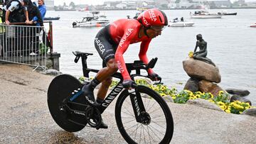 Nairo Quintana durante la contrarreloj individual que abrió el Tour de Francia.