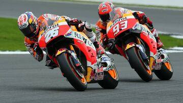 Dani Pedrosa y Marc Marquez durante el GP San Marino 2016.