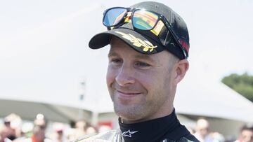 MONTEREY, CALIFORNIA - JULY 13: Jonathan Rea of Great Britain and KAWASAKI RACING Team WorldSBK celebrates at the end of the Superpole during the WorldSBK GEICO U.S. Round - Race 1 at WeatherTech Raceway Laguna Seca on July 13, 2019 in Monterey, California. (Photo by Mirco Lazzari gp/Bongarts/Getty Images)