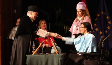 Teresa Perales, en el ritual de investidura de Doctora Honoris Causa por la UNED.