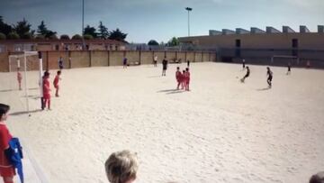 Booom!!! Cristiano Jr. with a dad-like 'tomahawk' free-kick