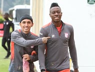 Helibelton Palacios en su primer entrenamiento con Santa Fe