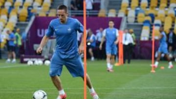 Ribery, durante un entrenamiento con Francia.