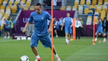 Ribery, durante un entrenamiento con Francia.