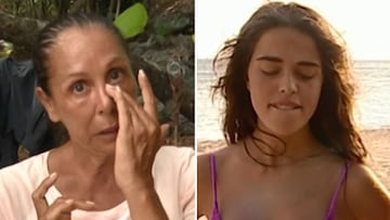 Im&aacute;genes de Isabel Pantoja y de Violeta durante la gala de &quot;Supervivientes: Conexi&oacute;n Honduras&quot; del 19 de mayo de 2019 en la que la tonadillera estuvo a punto de abandonar y la extronista hizo un corte de mangas a Jordi Gonz&aacute;lez al ser castigada con ir a la Playa Abandonada.