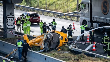 Un helic車ptero tras un accidente en la carretera M-40, a 1 de diciembre de 2023, en Madrid (Espa?a). El helic車ptero modelo Enstrom 280FX Shark, que ha ca赤do en el punto kilom谷trico 5.600 del anillo interior de la M-40 de Madrid, participaba en la feria European Rotors que se estaba llevando a cabo en Ifema. Dentro del helic車ptero se encontraban dos personas, ambas han salido con heridas leves y est芍n siendo atendidas por los equipos de emergencia. Tambi谷n ha resultado herido el conductor de un veh赤culo que circulaba por la M-40 en el momento de la colisi車n.
01 DICIEMBRE 2023;HELIC?PTERO;CA?DA;ESTRELLADO;FALLO;FERIA;IFEMA;CARRETERA;ATERRIZAJE;EMERGENCIA;;PIXELADA
Matias Chiofalo / Europa Press
01/12/2023