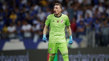 Soccer Football - Copa Libertadores - Round of 16 - Second Leg - Cruzeiro v River Plate - Mineirao Stadium, Belo Horizonte, Brazil - July 30, 2019   River Plate&#039;s Franco Armani celebrates stopping a penalty during the penalty shootout     REUTERS/Ueslei Marcelino