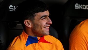 Pedro Gonzalez &quot;Pedri&quot; of FC Barcelona smiles during the Santander League match between Valencia CF and FC Barcelona at the Mestalla Stadium on February 20, 2022, in Valencia, Spain.
 AFP7 
 20/02/2022 ONLY FOR USE IN SPAIN