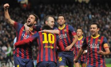 Celebración de los jugadores del Barcelona.