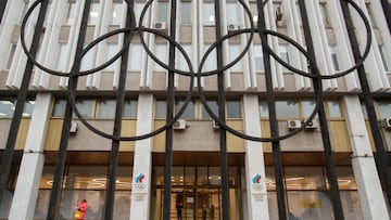 Imagen de la entrada de la sede del Comité Olímpico de Rusia.