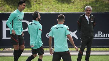 Cristiano, junto a Fernando Santos.