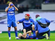 Nicolas Ibanez of Cruz Azul during the 14th round match between America and Cruz Azul as part of the Liga BBVA MX Varonil, Torneo Clausura 2026 at Banorte (Azteca) Stadium, on April 11, 2026 in Mexico City, Mexico.