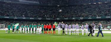 Formación de los equipos del Betis y Real Madrid.
