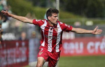 Desportivo das Aves player Alexandre Guedes celebrates after scoring a goal to Sporting CP in the Portugal Cup Final match at Jamor Stadium in Oeiras, outskirts of Lisbon, Portugal, 20 of May 2018.