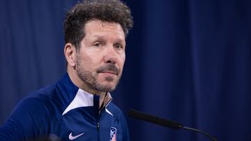Simeone, entrenador del Atl¨¦tico, en rueda de prensa.