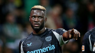 Victor Boniface con el Leverkusen.