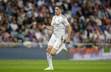 Fede Valverde of Real Madrid during the La Liga Santander match between Real Madrid v Osasuna at the Santiago Bernabeu on September 25, 2019 in Madrid Spain