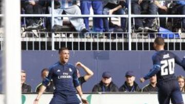 Cristiano festejó con efusividad el gol logrado el pasado domingo en La Rosaleda.