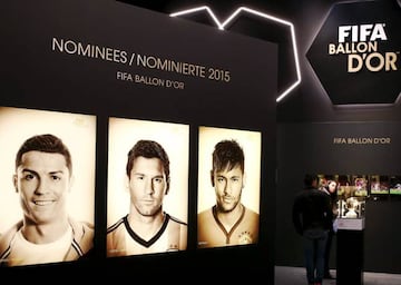 Portraits of the three nominees for the Ballon d'Or 2015