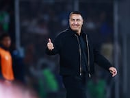 Soccer Football - Liga MX - Pumas UNAM v Cruz Azul - Estadio Olimpico Universitario, Mexico City, Mexico - March 14, 2026 Pumas UNAM coach Efrain Juarez during the match REUTERS/Eloisa Sanchez