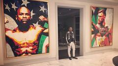 Floyd Mayweather tiene en su mansi&oacute;n un retrato de m&aacute;s de dos metros de Conor McGregor.