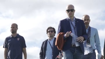 29-05-2023. DAVID GUERRA, PRESIDENTE EJECUTIVO DEL SPORTING, JUNTO A RAMÍREZ (ENTRENADOR), GERARDO GARCÍA (DIRECTOR DEPORTIVO) Y MARIO COTELO (DELEGADO).