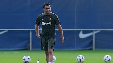 Xavi, en un entrenamiento.