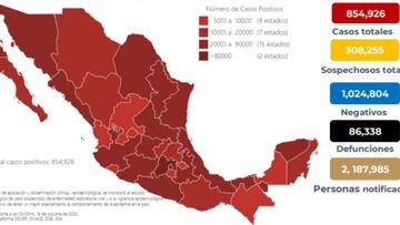 Mapa de casos de coronavirus en México por estados hoy 20 de octubre