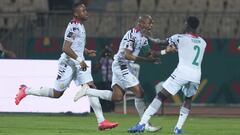 Jordan Ayew of Ghana celebrates scoring their first goal  during Ghana against Gabon, African Cup of Nations, at Ahmadou Ahidjo Stadium on January 14, 2022. (Photo by Ulrik Pedersen/NurPhoto via Getty Images)