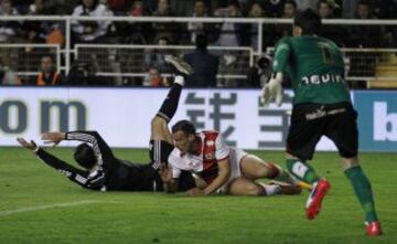 El árbitro Melero Lòpez no vio penalti en la acción de Antonio Amaya sobre Cristiano Ronaldo.