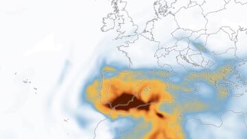 Imagen de la nube de polvo sahariana que se desplazó por la Península y Baleares a inicios de marzo.