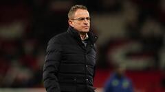 12 March 2022, United Kingdom, Manchester: Manchester United manager Ralf Rangnick pictured after the final whistle of the English Premier League soccer match between Manchester United and Tottenham Hotspur at Old Trafford. Photo: Martin Rickett/PA Wire/d