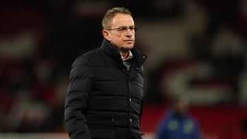 12 March 2022, United Kingdom, Manchester: Manchester United manager Ralf Rangnick pictured after the final whistle of the English Premier League soccer match between Manchester United and Tottenham Hotspur at Old Trafford. Photo: Martin Rickett/PA Wire/d