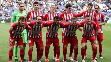 El once del Atl&eacute;tico contra el Espanyol.