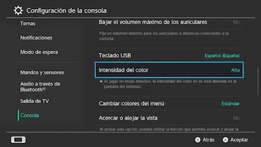 Nintendo Switch OLED, ¿cómo cambiar la intensidad de color de la pantalla?