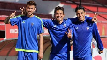 Bravo, Matheus y Hugo Rama, en un entrenamiento.