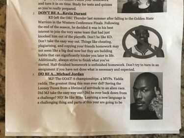 Una profesora pide a sus alumnos que no sean como Kevin Durant