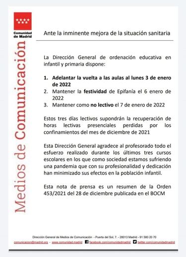 Se hace viral la 'nueva normativa' de la vuelta al cole que fastidia las navidades a los padres