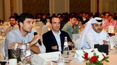 Ale Galán, presidente de la Asociación de Jugadores, Luigi Carraro, y Tereq Darwish, organizador de Qatar.