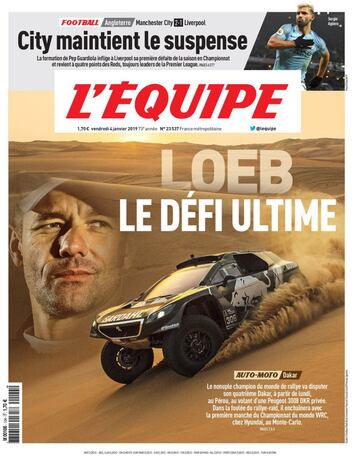 El último desafío. Así titulaba el medio francés sobre el nueve veces campeón del mundo de Rallys, Sebastien Loeb,que disputó este 2019 su cuarto Dakar, con el Peugeot 3008 DKR. Finalizó tercero en la última edición del Dakar.