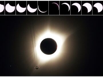 10 fotografías que muestran la evolución del eclipse tomadas desde Guernsey, Wyoming.