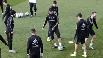 El Real Madrid, durante un entrenamiento.
