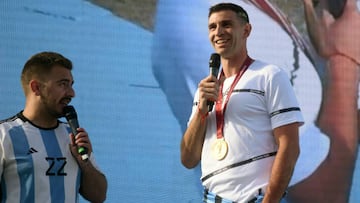 MAR DEL PLATA - ARGENTINA, DECEMBER 22: The goalkeeper of the Argentine national team, Emiliano "Dibu" Martinez was received and cheered by a crowd in his hometown, in Mar del Plata, Argentina, on December 22, 2022. (Photo by Mariano Sanchez/Anadolu Agency via Getty Images)