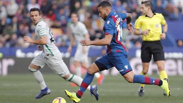 Rubén Vezo en su debut con el Levante frente al Getafe.