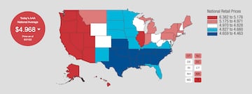 AAA gas prices in the US, 21 June