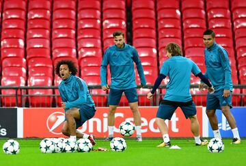 Marcelo, Borja Mayoral, Modric y Casemiro.